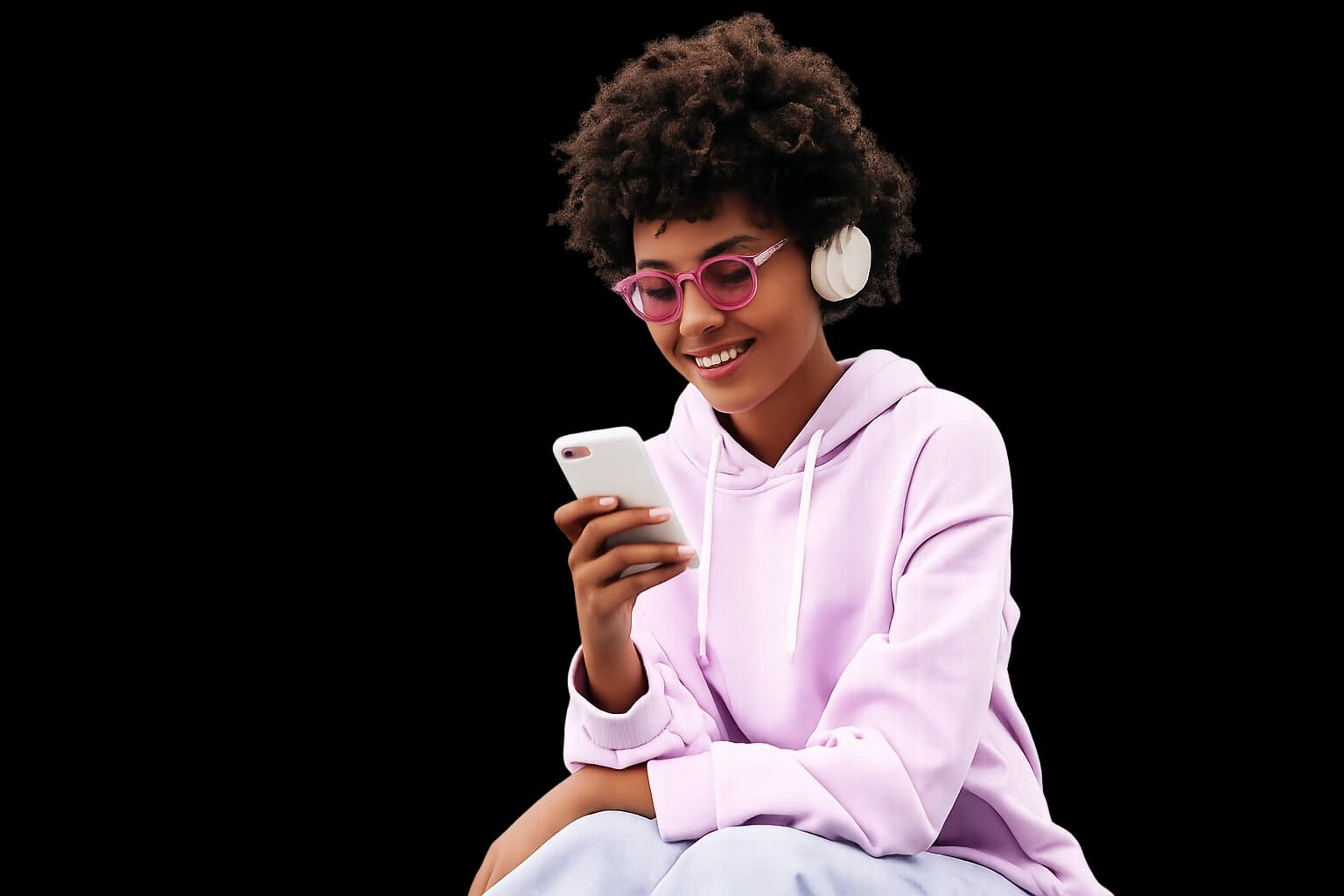 A participant taking part in a health study on her phone
